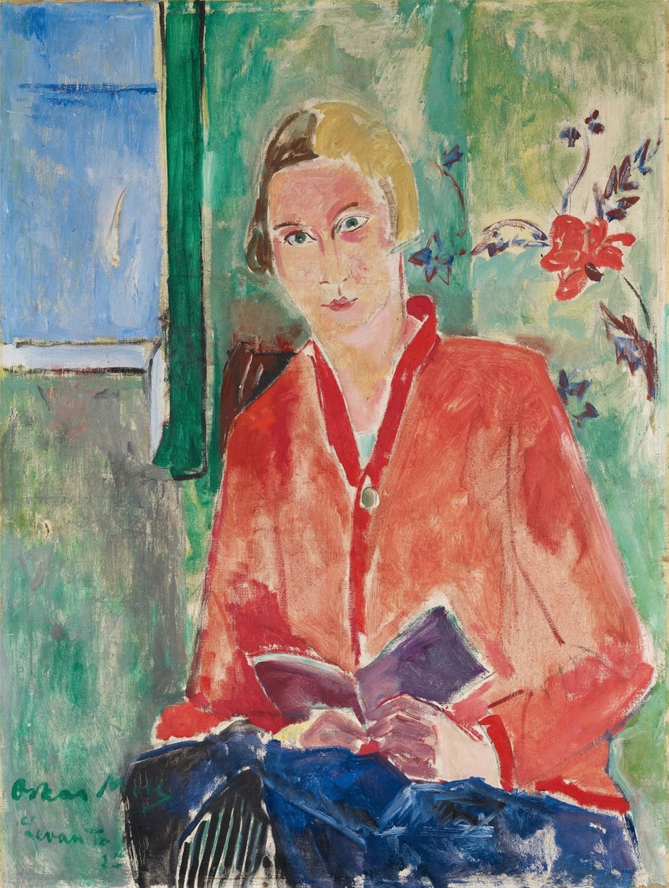 Czytanie w czerwonej kurtce autorstwa Oskar Moll
