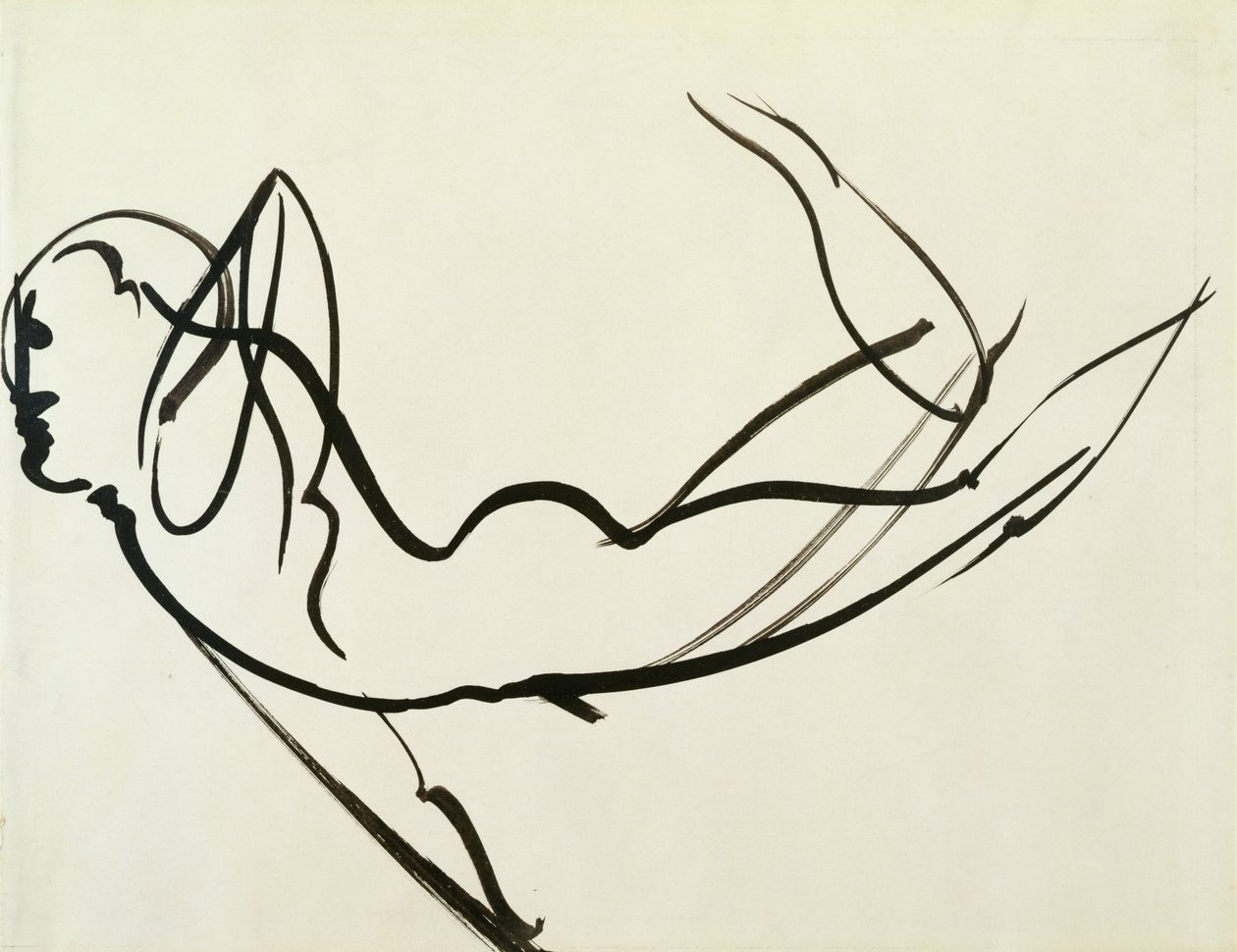 Taniec nago (czarna farba na papierze) autorstwa Oskar Schlemmer