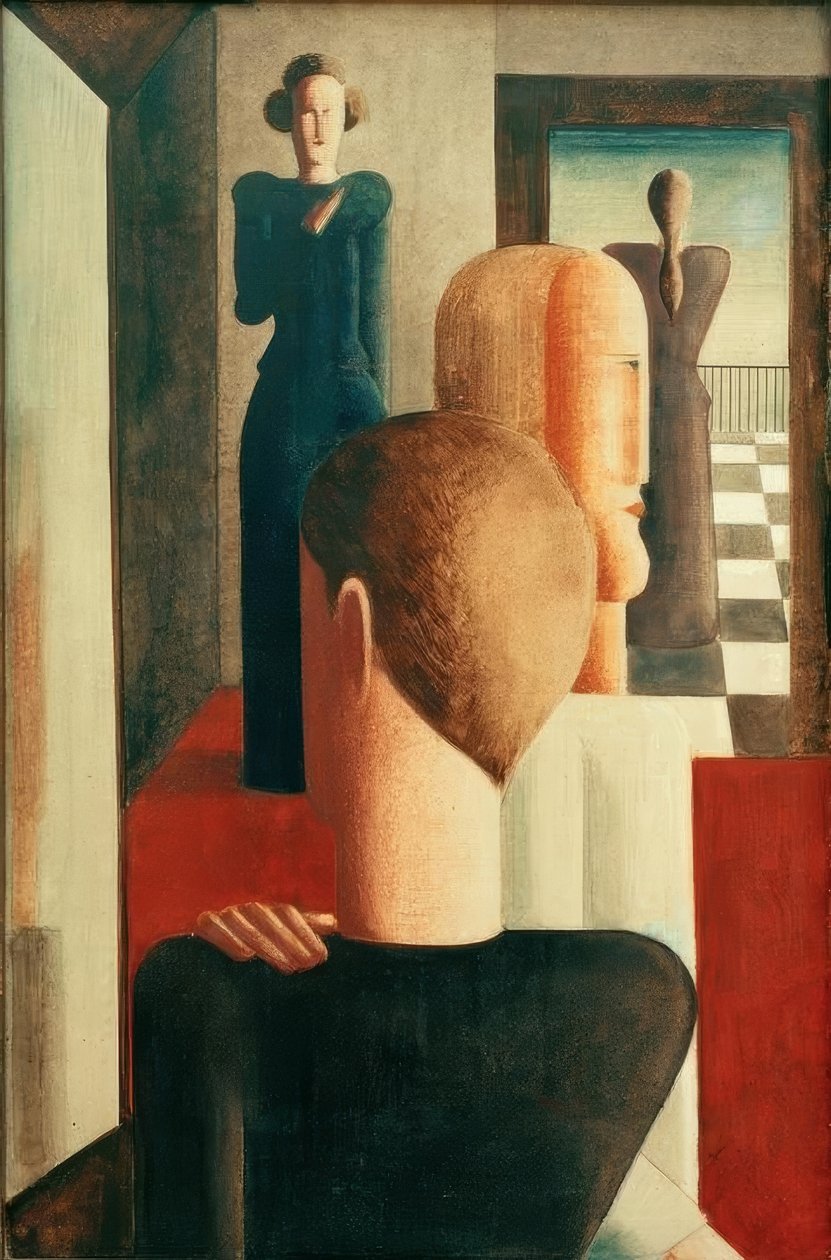 Pięć postaci w jednym pokoju (rzymski) autorstwa Oskar Schlemmer