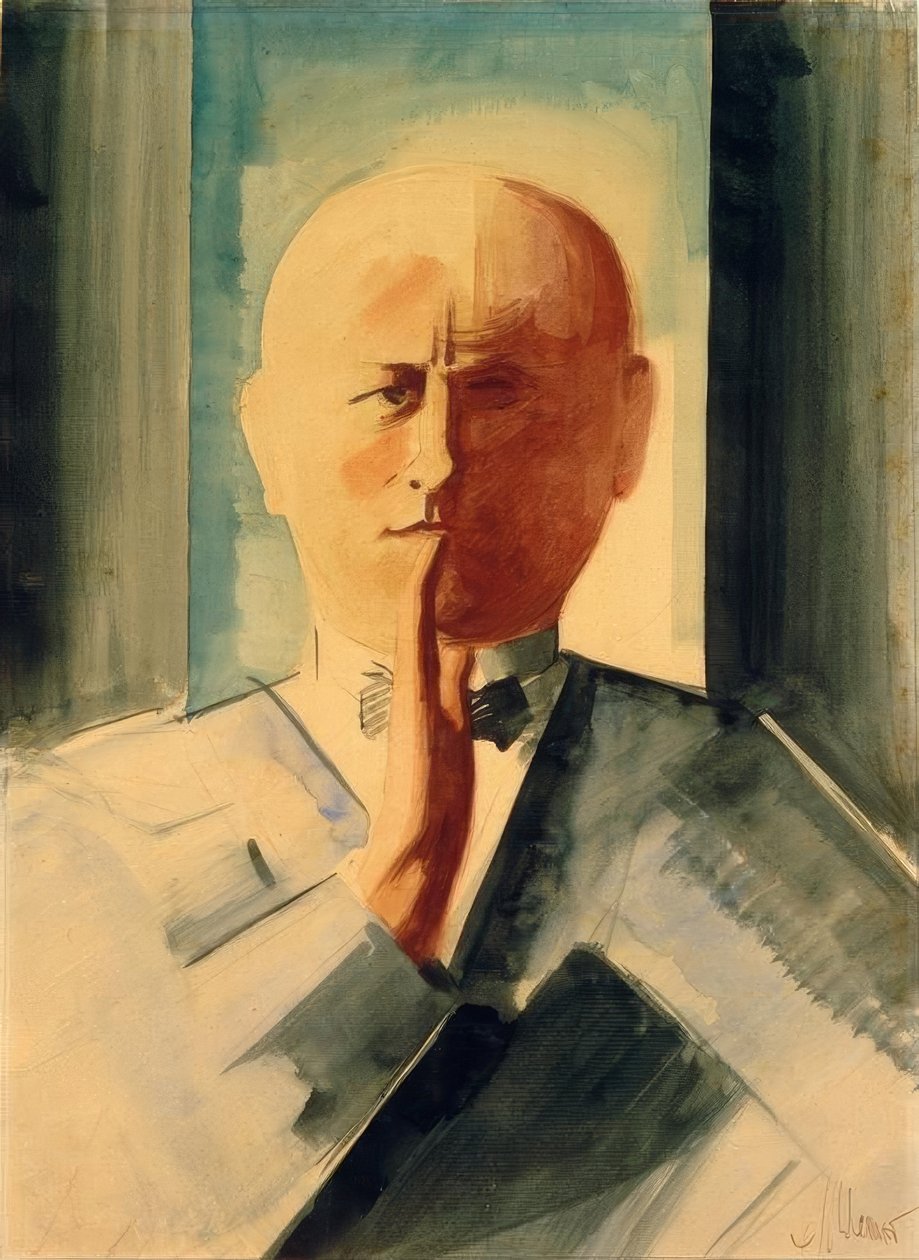 Autoportret z podniesioną ręką autorstwa Oskar Schlemmer