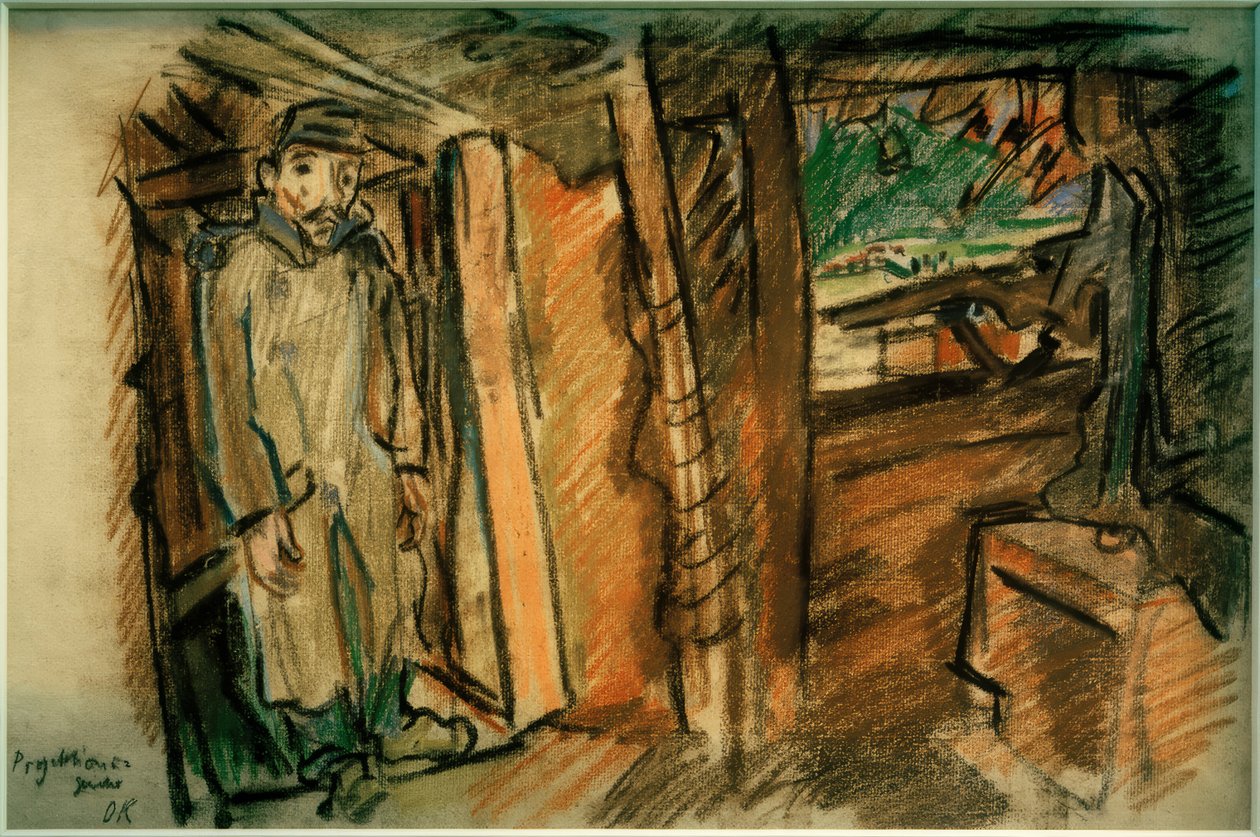 Karabin projekcyjny w pozycji zakrytej autorstwa Oskar Kokoschka