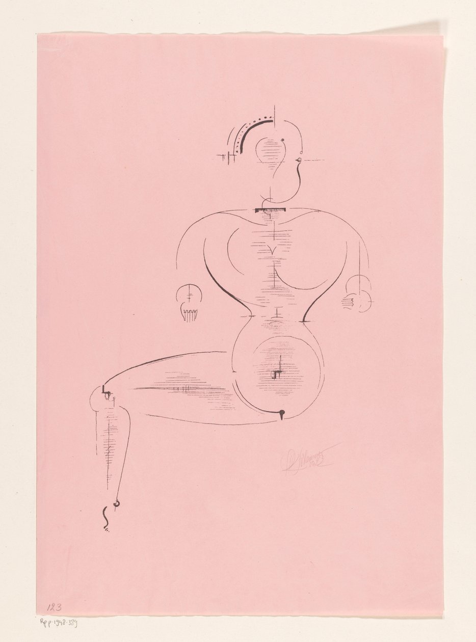 Siedząca postać autorstwa Oskar Schlemmer (signed by artist)