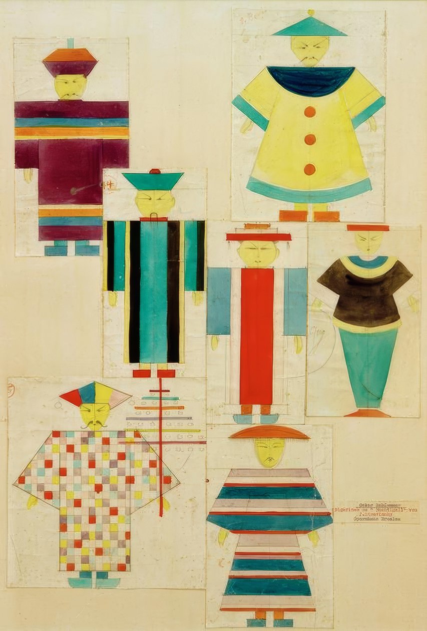 7 figurek słowika autorstwa Oskar Schlemmer