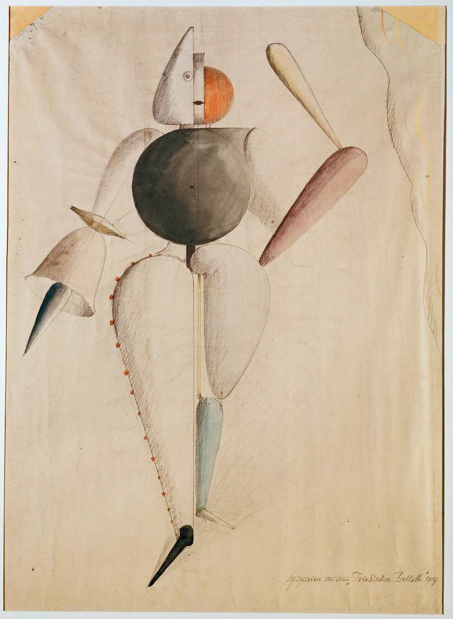 Projekt kostiumu do baletu triadycznego, Schlemmer, Oskar (1888-1943). Akwarela na papierze autorstwa Oskar Schlemmer