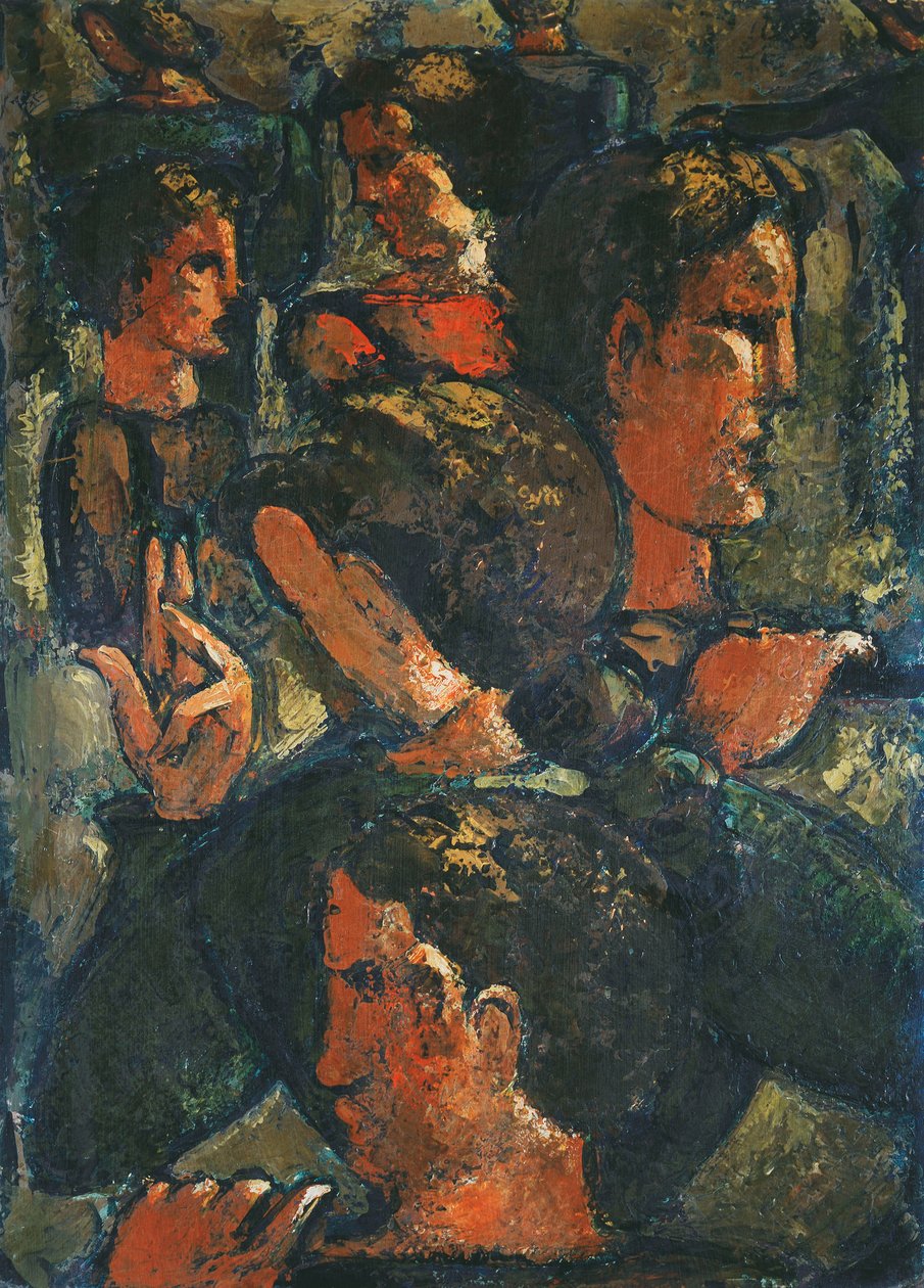 Grupa figurek z podniesioną ręką; Grupa figurek z podniesioną ręką autorstwa Oskar Schlemmer