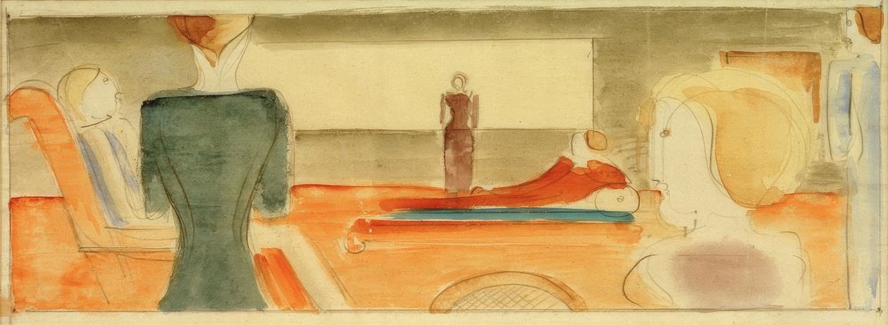 Wnętrze z sześcioma cyframi I. autorstwa Oskar Schlemmer