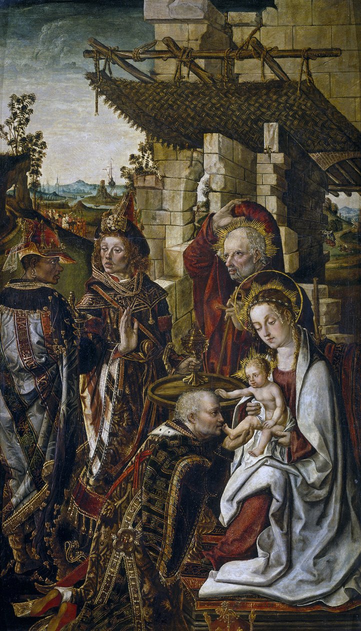 Adoracja Trzech Króli, c. 1490-1499 autorstwa Osona
