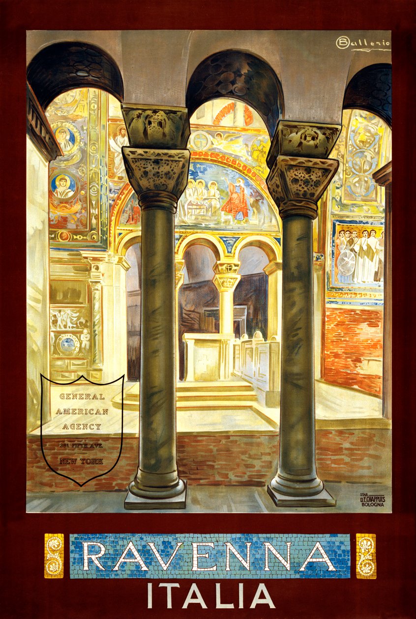 Ravenna plakat podróżny, ok. 1925 (kolor lito) autorstwa Osvaldo Ballerio