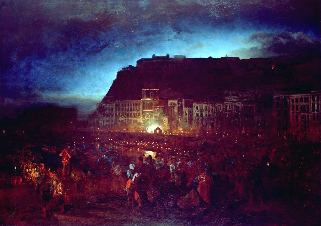 Święto św. Łucji w Neapolu, 1874 autorstwa Oswald Achenbach
