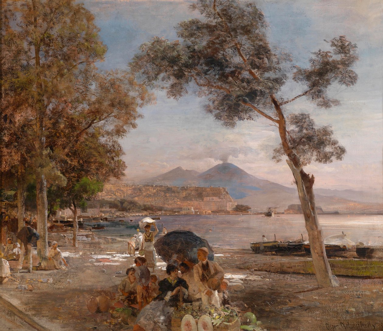 ""Atmosphere de soiree sur la baie de Naples, Italie"" (Wieczorny nastrój w Zatoce Neapolitańskiej) Peinture d