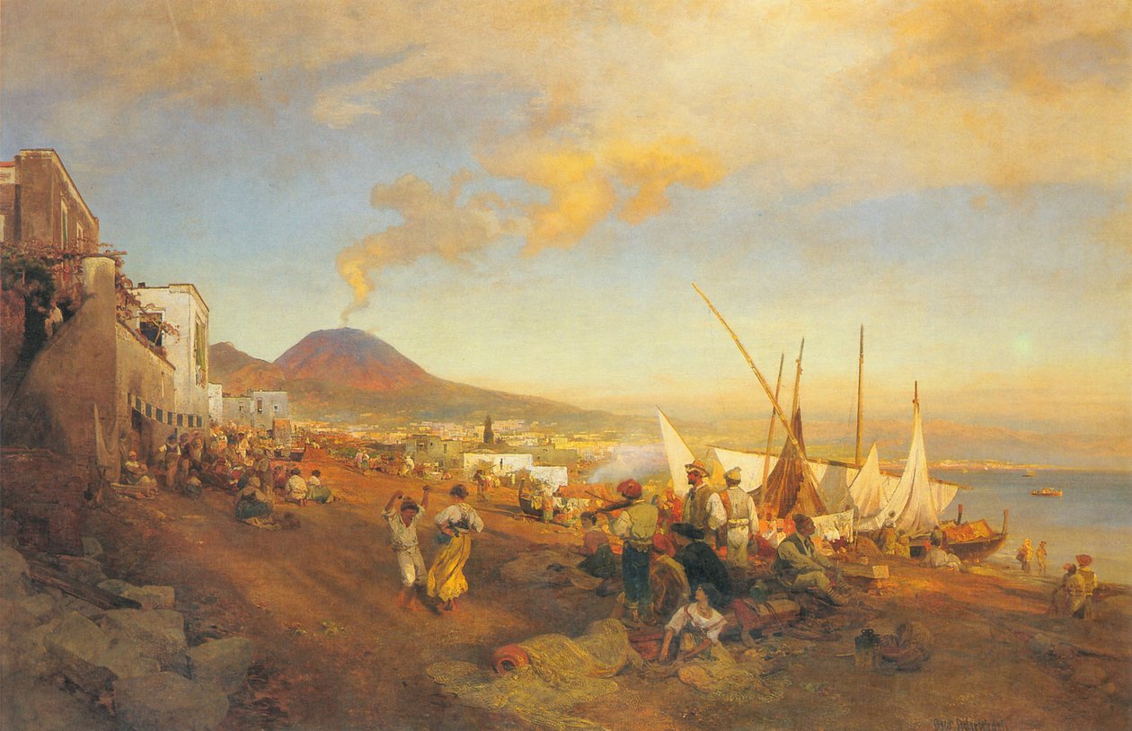 Niemiecki: Na plaży w Neapolu autorstwa Oswald Achenbach
