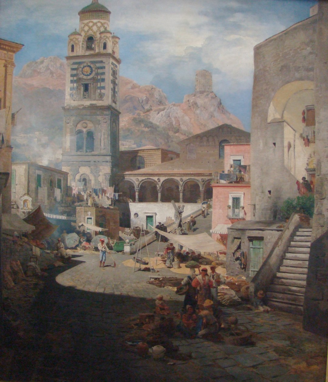 Niemiecki: Rynek Amalfi autorstwa Oswald Achenbach
