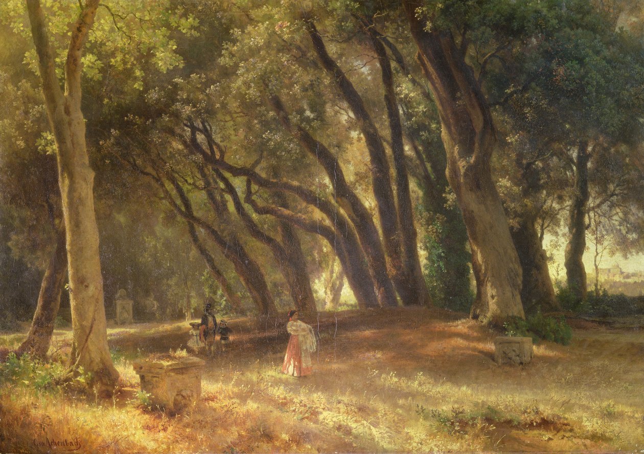 W ogrodzie Willi Borghese (olej na płótnie) autorstwa Oswald Achenbach