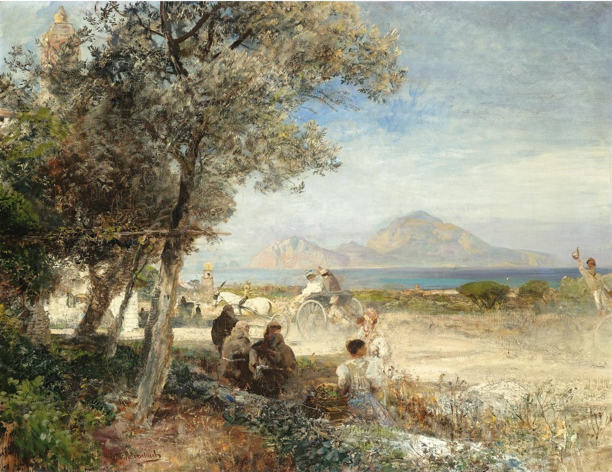 Widoki na Zatokę Neapolitańską autorstwa Oswald Achenbach