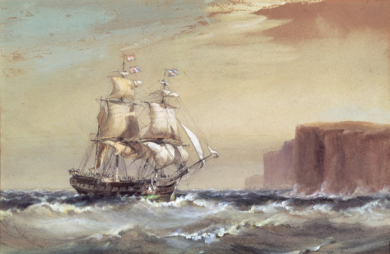 Statek emigrantów przybywający z Sydney Heads, 1883 autorstwa Oswald Walters Brierly