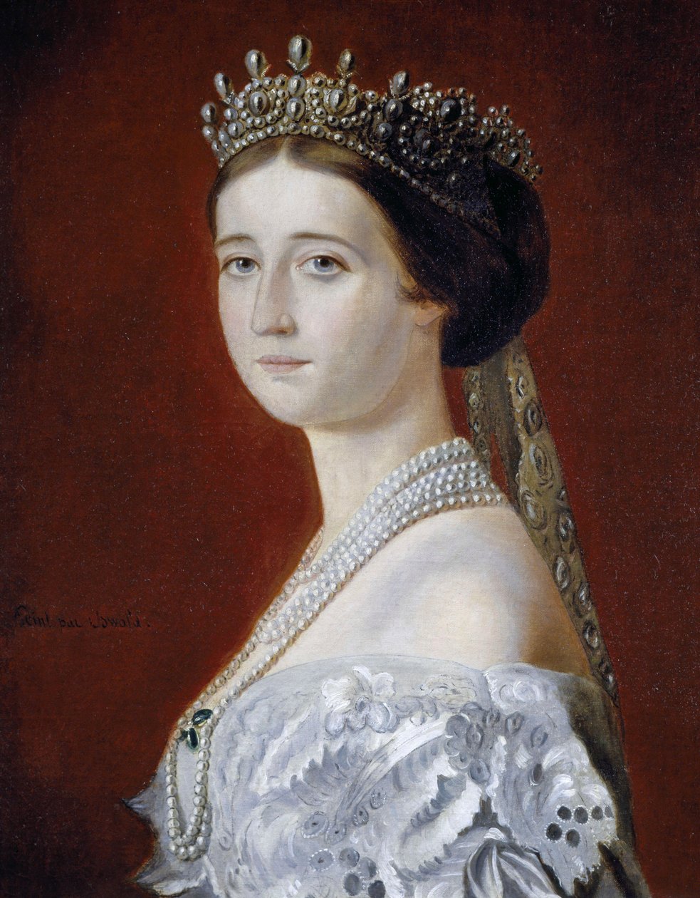 Portret Eugenie de Montijo (1826-1920), cesarzowej Francji, kopia Oswalda Brierly (olej na płótnie) autorstwa Oswald Walters Brierly