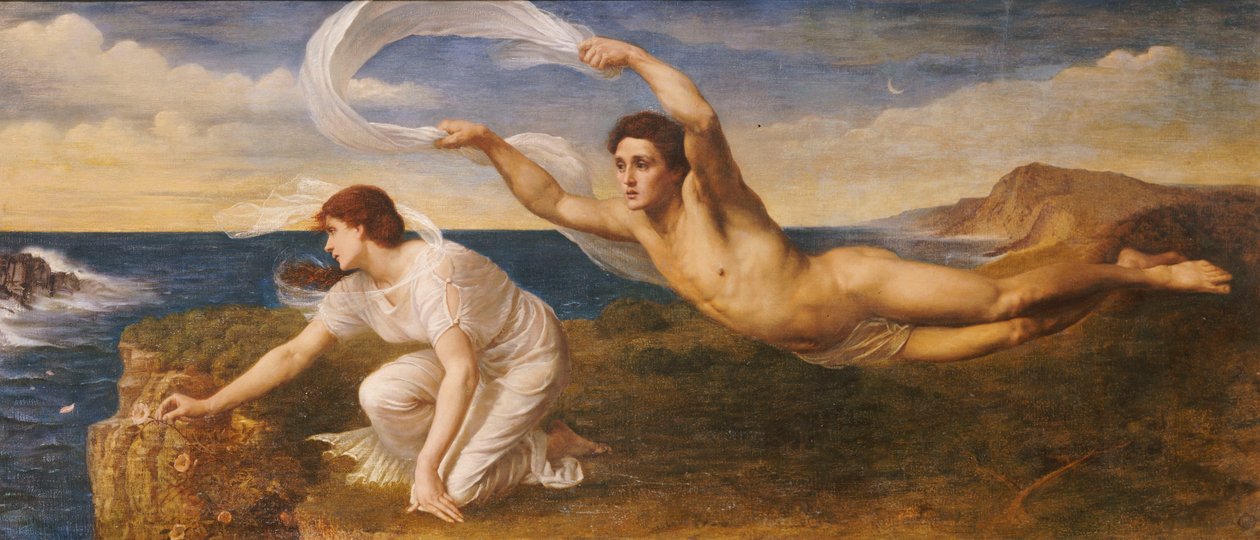 Boreas i Orithyia, c.1879 (olej na płótnie) autorstwa Oswald von Glehn