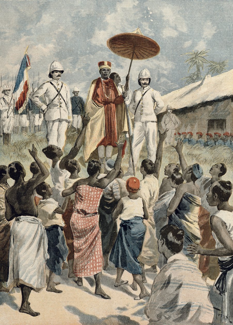 Proklamacja nowego króla Dahomeju, z „Le Petit Journal”, 19 lutego 1894 r. autorstwa Oswaldo Tofani