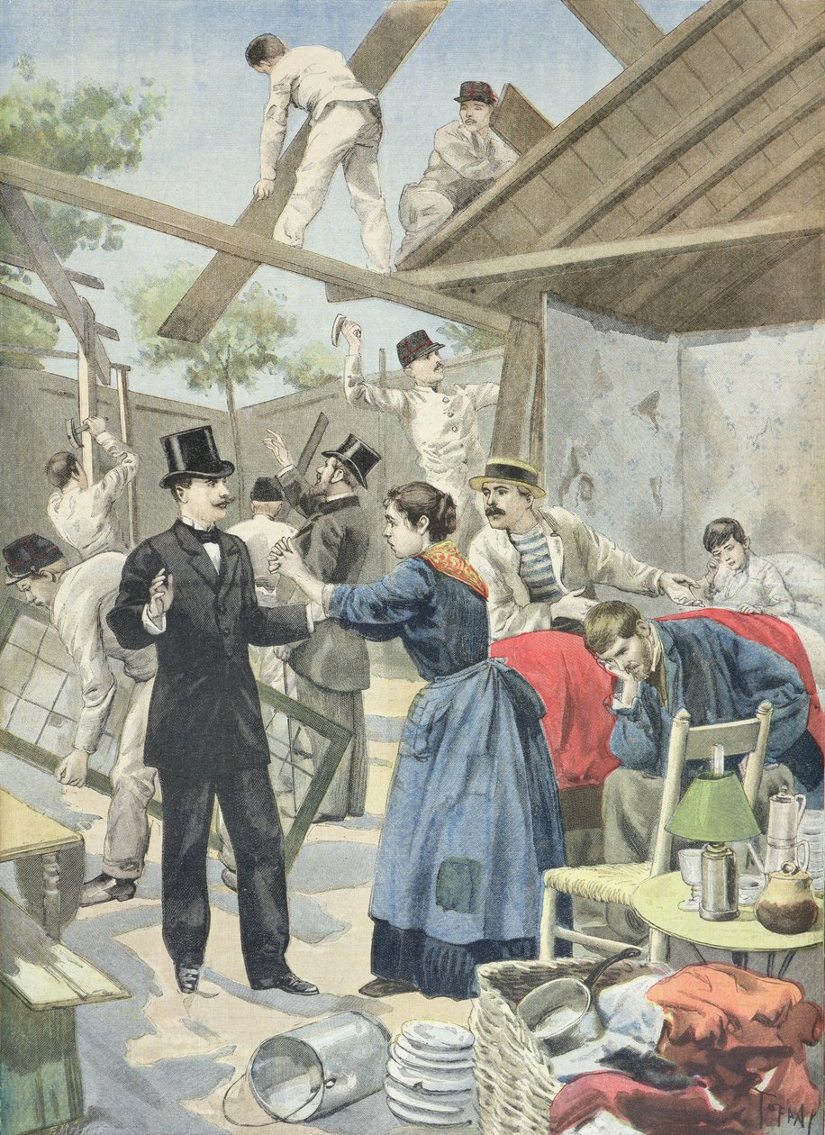 Wypędzenie biednych ze slumsów, z „Le Petit Journal”, 28 czerwca 1895 r. autorstwa Oswaldo Tofani
