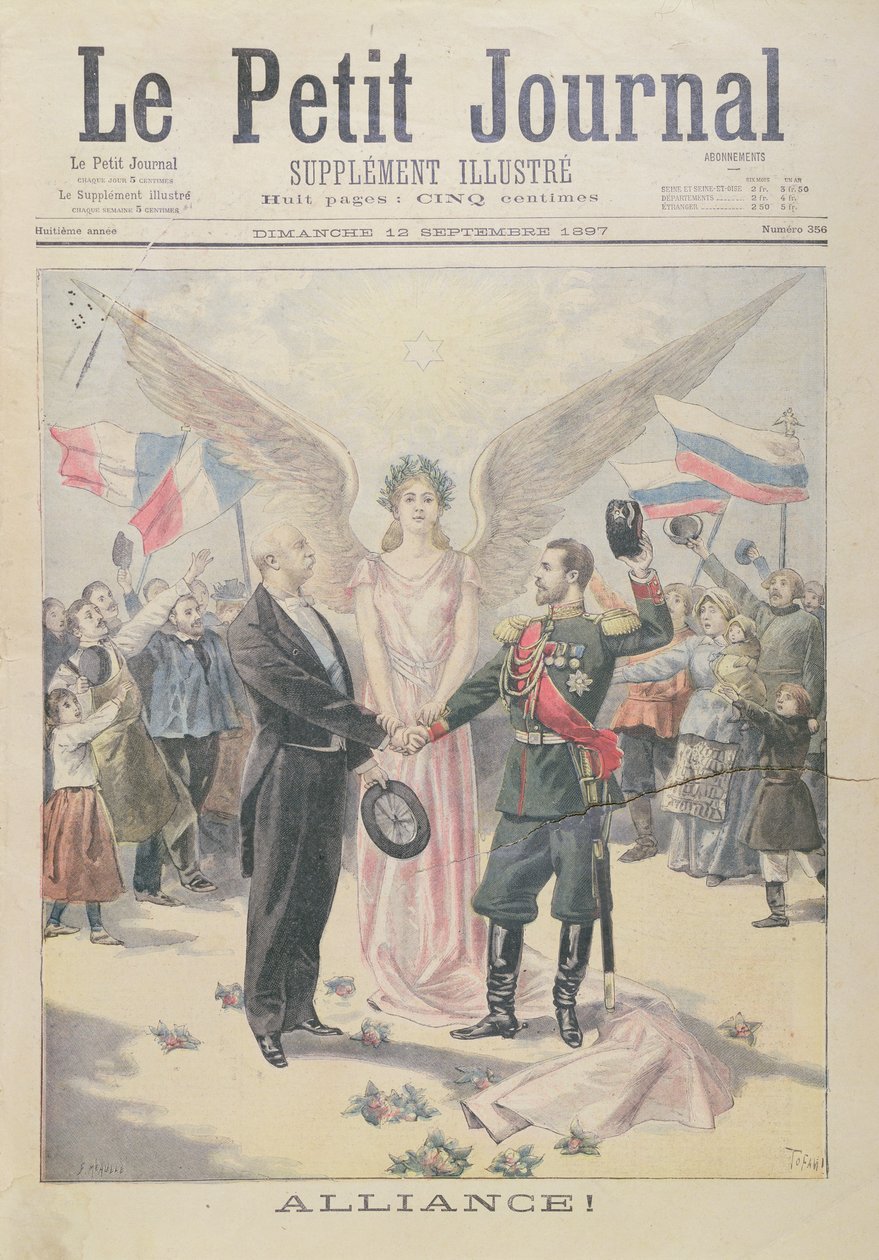 Sojusz francusko-rosyjski, okładka "Le Petit Journal", 12 września 1897 r. autorstwa Oswaldo Tofani