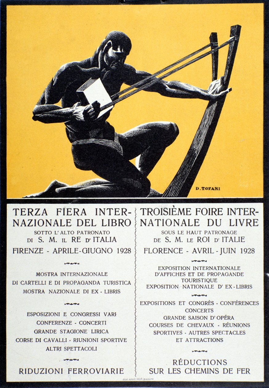 Plakat reklamowy na Targi Książki we Florencji, kwiecień 1928 autorstwa Oswaldo (after) Tofani