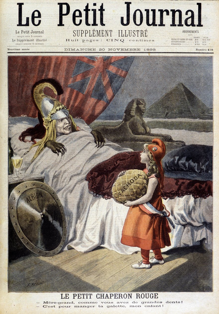 Czerwony Kapturek. Komiks o Fachodzie i ambicjach „zdradzieckiego Albionu”. Grawerowanie F. Méaulle wg Tofaniego. „The Petity Journal”, 20 listopada autorstwa Oswaldo (after) Tofani