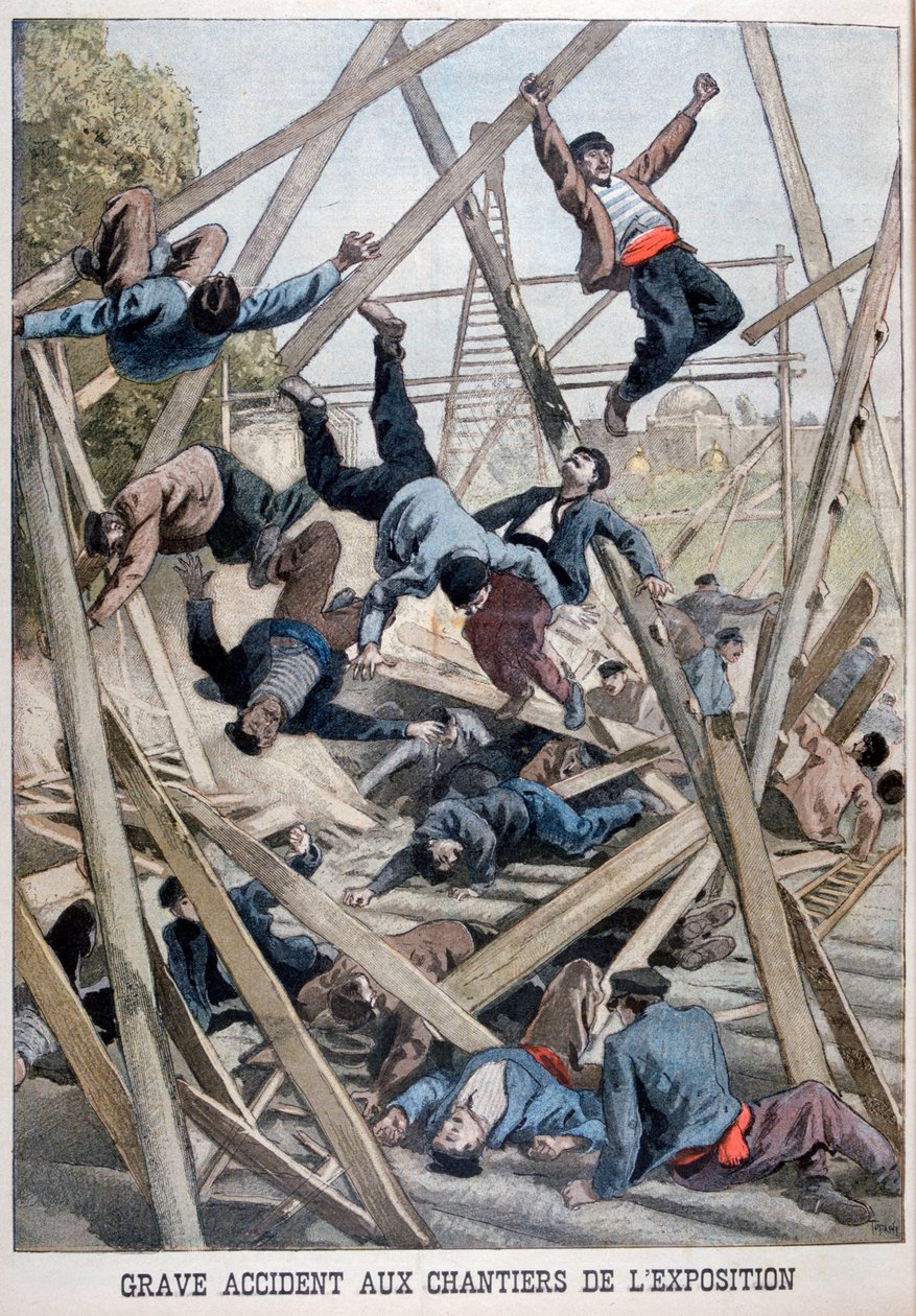 Poważny wypadek na budowie Wystawy Powszechnej, Paryż, 1900, 1899 autorstwa Oswaldo Tofani