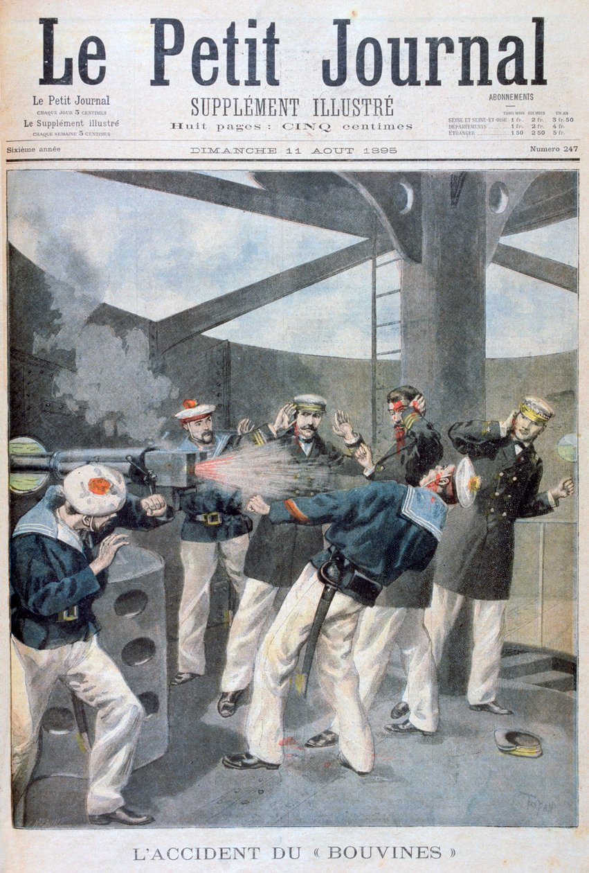 Wypadek na francuskim okręcie wojennym Bouvines, 1895 autorstwa Oswaldo Tofani
