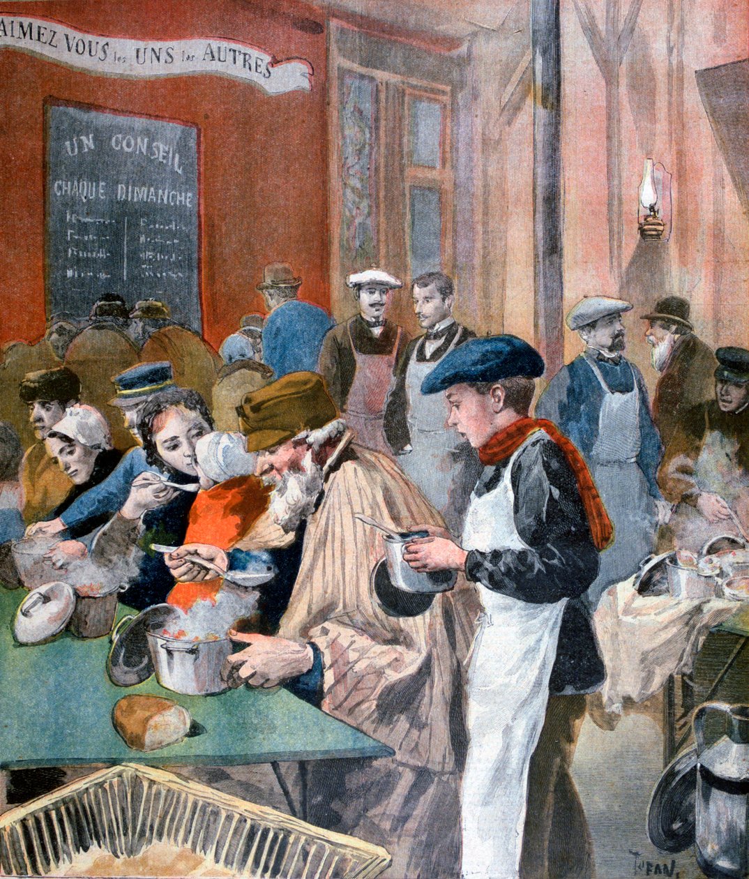 Dobroczynność studentów, jadłodajnia w Butte-aux-Cailles, Paryż, 1894 autorstwa Oswaldo Tofani