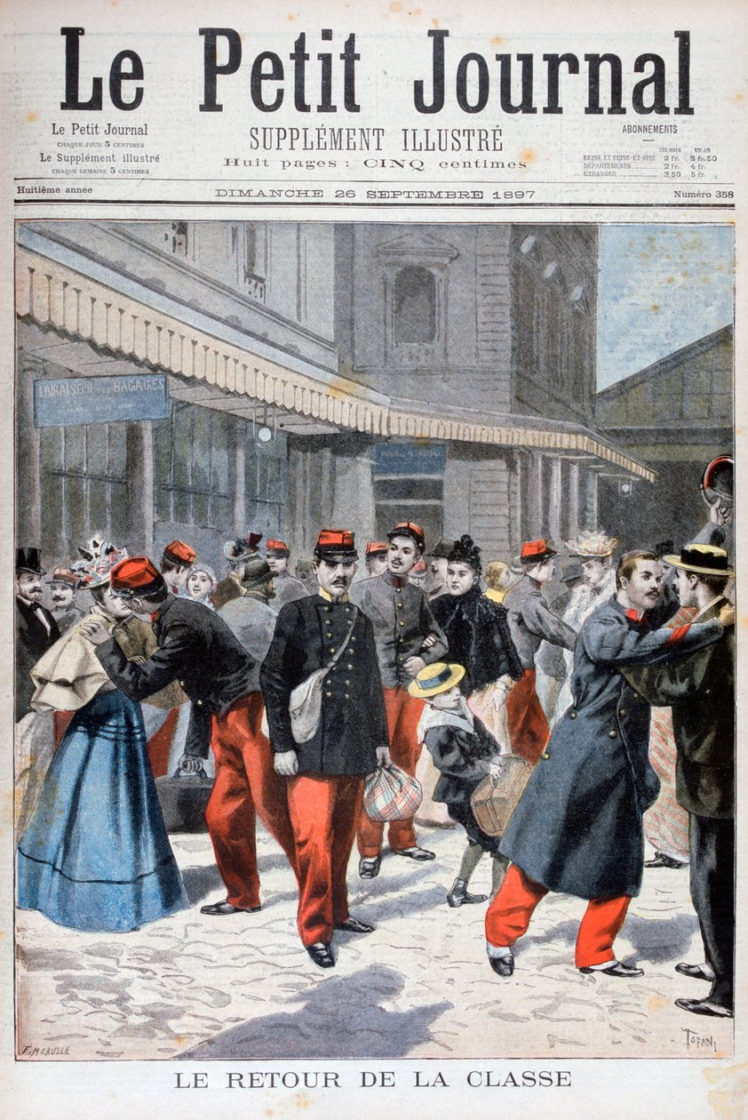 Francuscy żołnierze powracający do domu, Francja, 1897 autorstwa Oswaldo Tofani