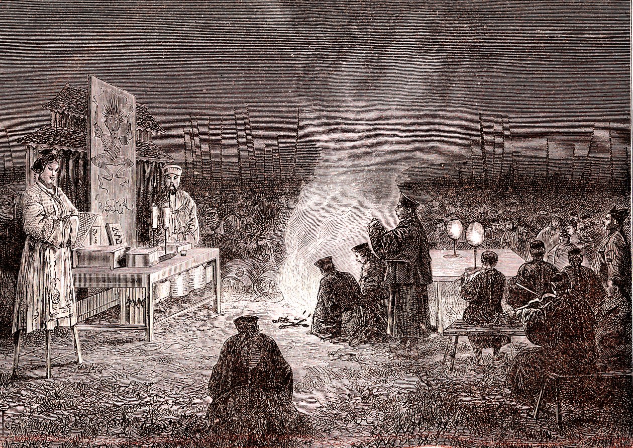 Ceremonia pogrzebowa w Sou-Tcheou w Chinach. 1874 (ryc.) autorstwa Oswaldo Tofani