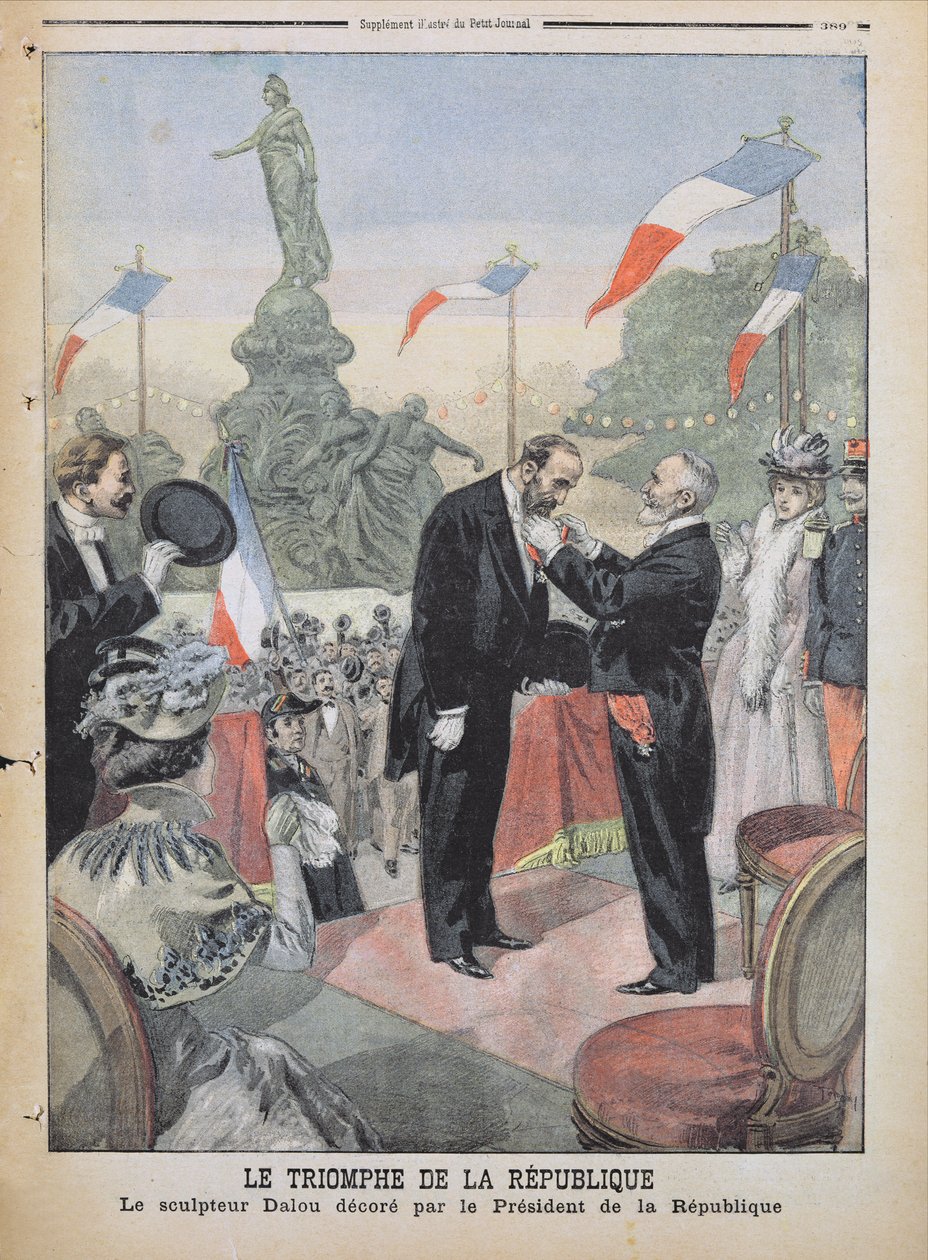 Jules Dalou (1838-1902) odznaczony medalem Legii Honorowej przez Emile Loubet (1838-1929) z „Le Petit Journal”, 4 grudnia 1899 autorstwa Oswaldo Tofani