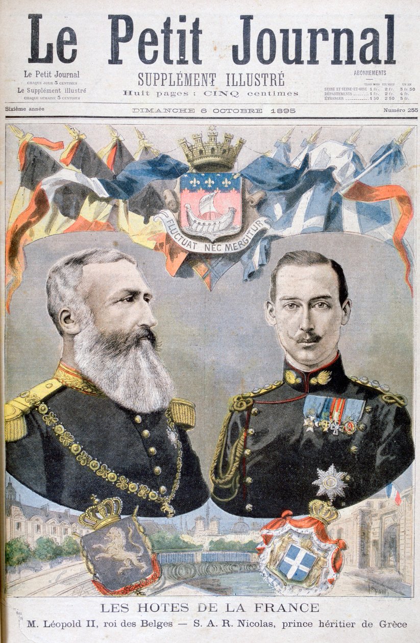 Król Leopold II z Belgii i książę Mikołaj z Grecji i Danii, 1895. autorstwa Oswaldo Tofani
