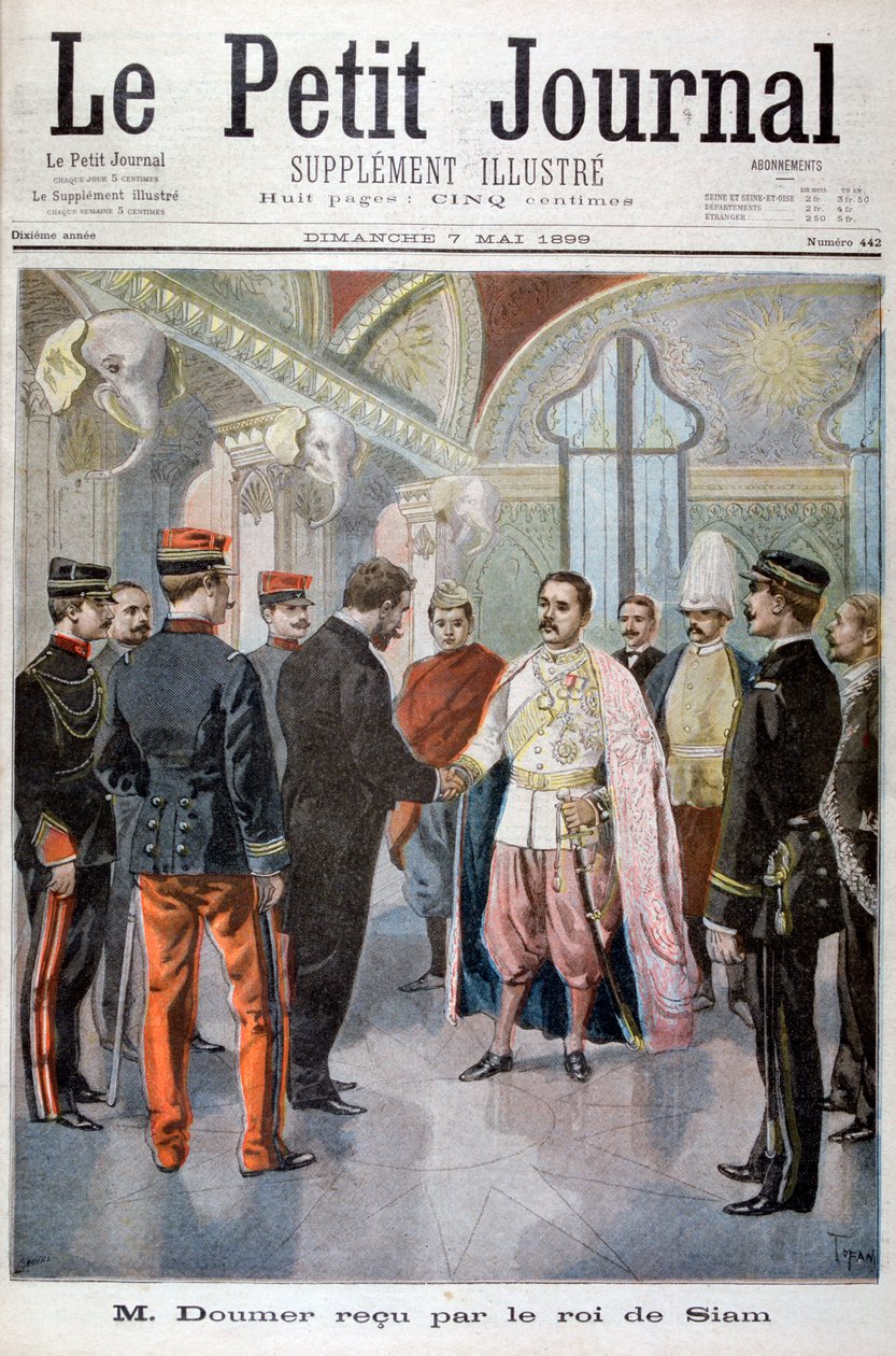 Paul Doumer, gubernator generalny Indochin, przyjęty przez króla Syjamu w Bangkoku, 1899 autorstwa Oswaldo Tofani