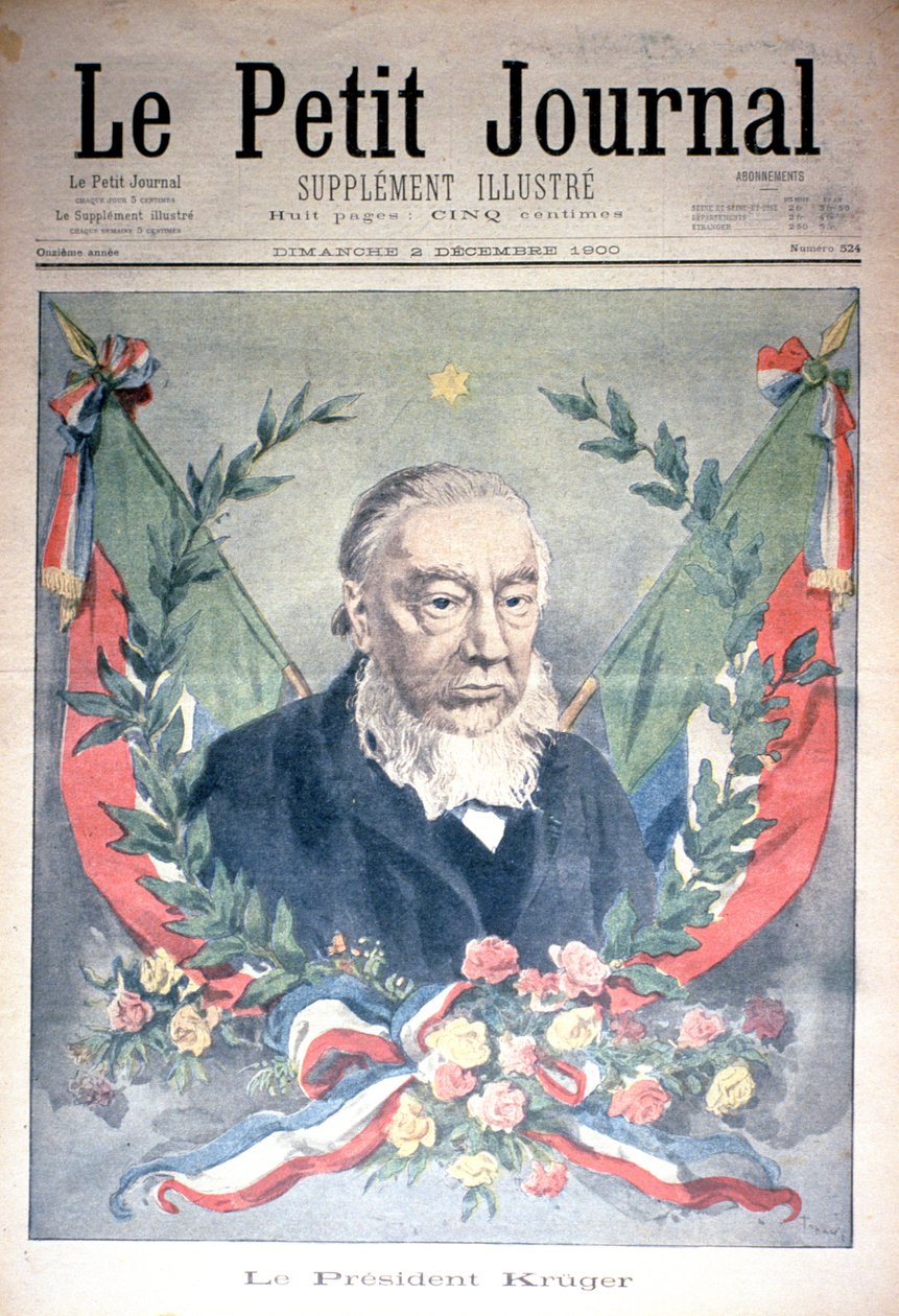Prezydent Kruger, przednia okładka "Le Petit Journal", 2 grudnia 1900 r. (rycina kolorowana) autorstwa Oswaldo Tofani