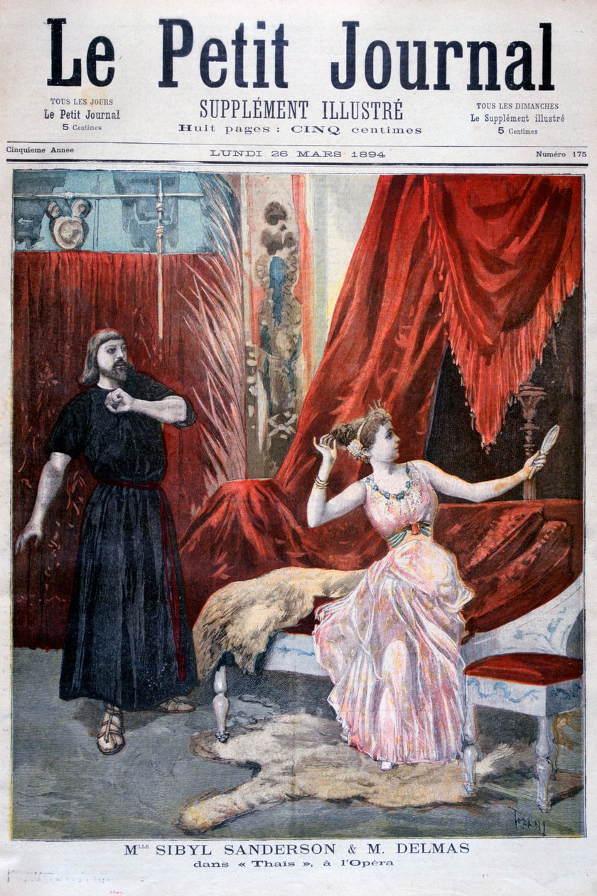 Sybilla Sanderson i Delmas w operze Julesa Masseneta Thais, Paryż, 1894 autorstwa Oswaldo Tofani