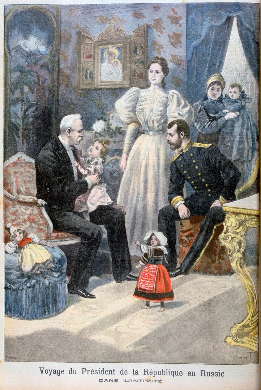Car Rosji Mikołaj II i Feliks Faure, Prezydent Republiki Francuskiej, 1897 autorstwa Oswaldo Tofani