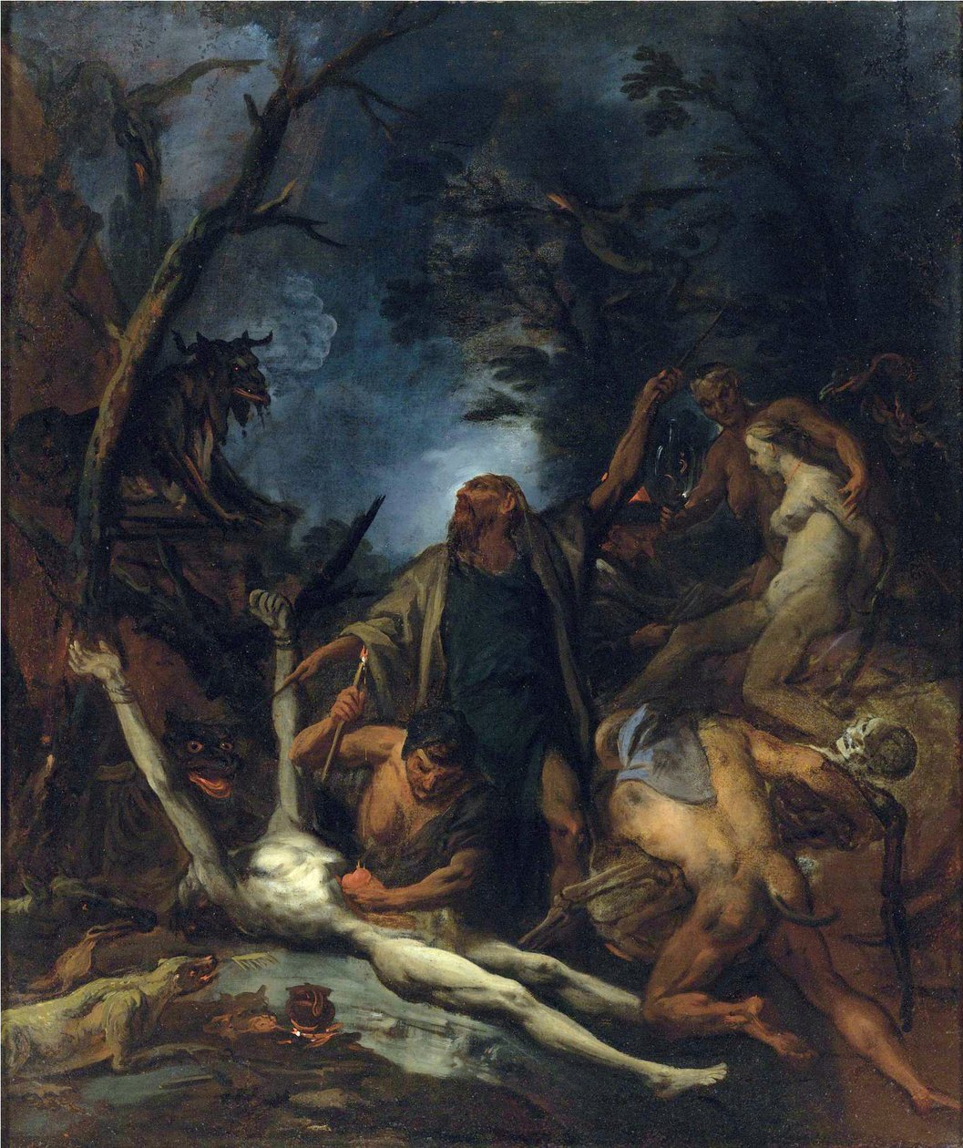 Czarownice na czarnej mszy - Obraz Ottaviano Dandiniego (ca 1706-1740), - Olej na płótnie, 97x81,5 - Kolekcja prywatna autorstwa Ottaviano Dandini