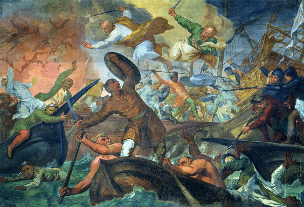 Cudowna interwencja śś. Piotra i Pawła w bitwie pod Lepanto, 7 października 1571 r. autorstwa Ottaviano Dandini
