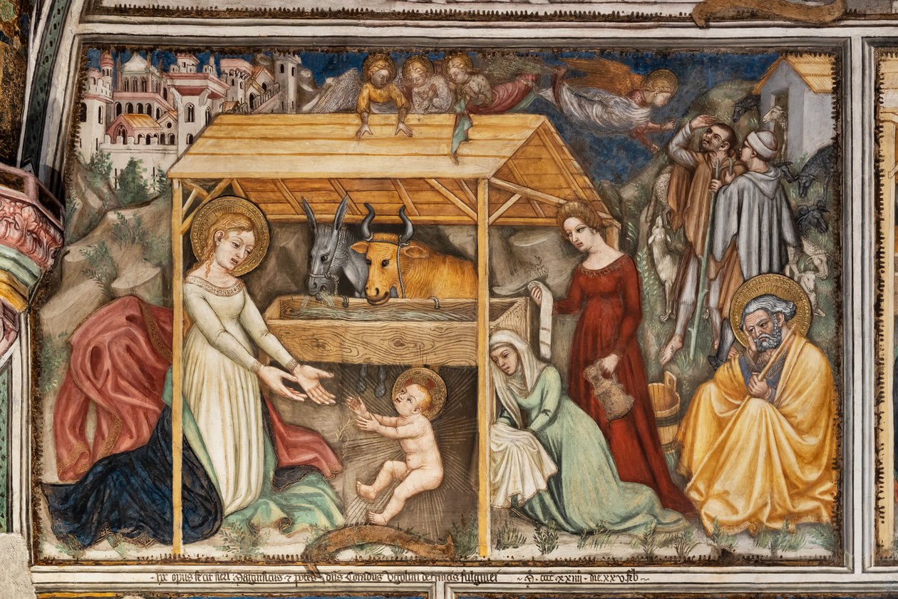 Fragment jednej ściany: Narodzenia autorstwa Ottaviano Nelli