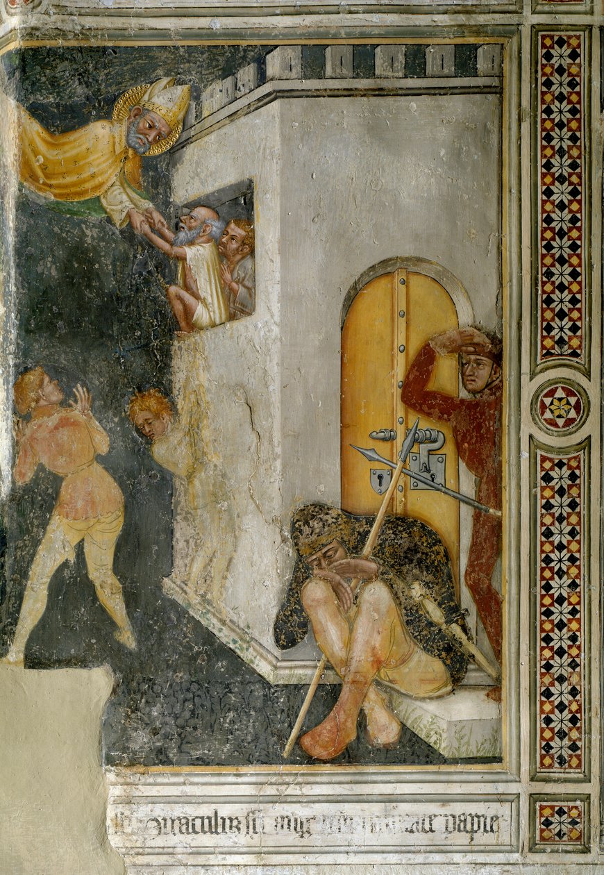 Cud św. Augustyna, uwolnienie niewinnego więźnia (Fresco autorstwa Ottaviano Nelli