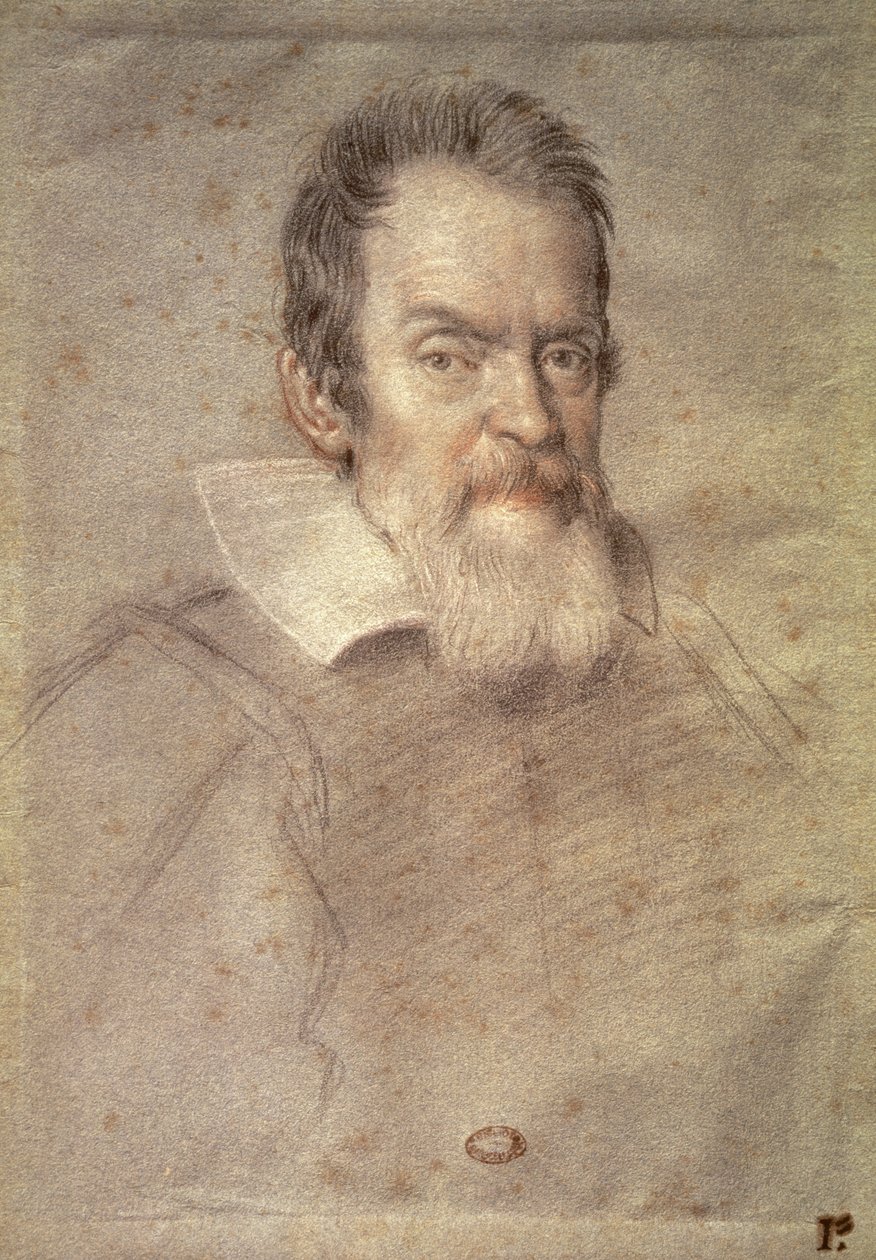 Portret Galileo Galilei (1564-1642) Astronom i fizyk (rysunek) autorstwa Ottavio Mario Leoni