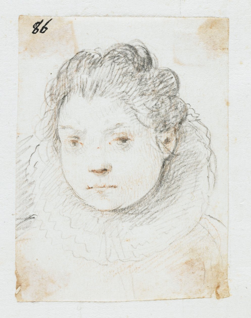 Portret kobiety (czarna i czerwona kreda) autorstwa Ottavio Mario Leoni
