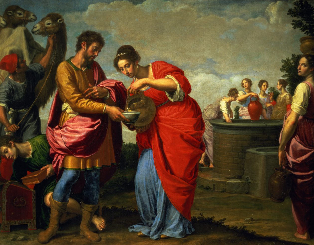 Rebeka i Eliezer przy studni, ok. 1626-27 autorstwa Ottavio Vannini