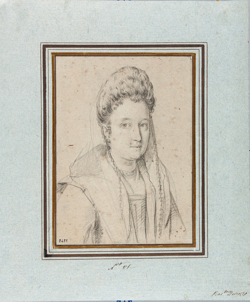 Portret Costanza Sforza di Santa Flora (1550-1617), księżna Sora i żona Giacomo Boncompagni Rysunek Ottavio Leoniego (1578-1630) Genes, Musei di Strada Nuova, inw 2431 autorstwa Ottavio Mario Leoni