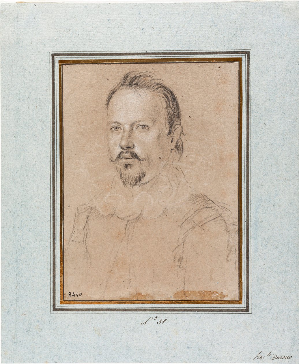 Portret Wincentego I z Gonzagi, księcia Mantui (Vincenzo I Gonzaga, księcia Mantui) (1562-1612) Rysunek Ottavio Leoniego (1578-1630) Genes, Musei di Strada Nuova, inw 2440 autorstwa Ottavio Mario Leoni