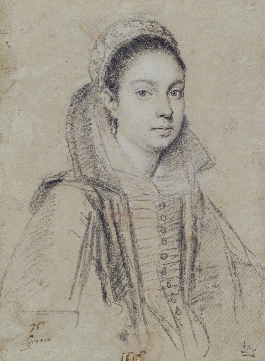 Portret damy (ołówek na papierze) autorstwa Ottavio Mario Leoni