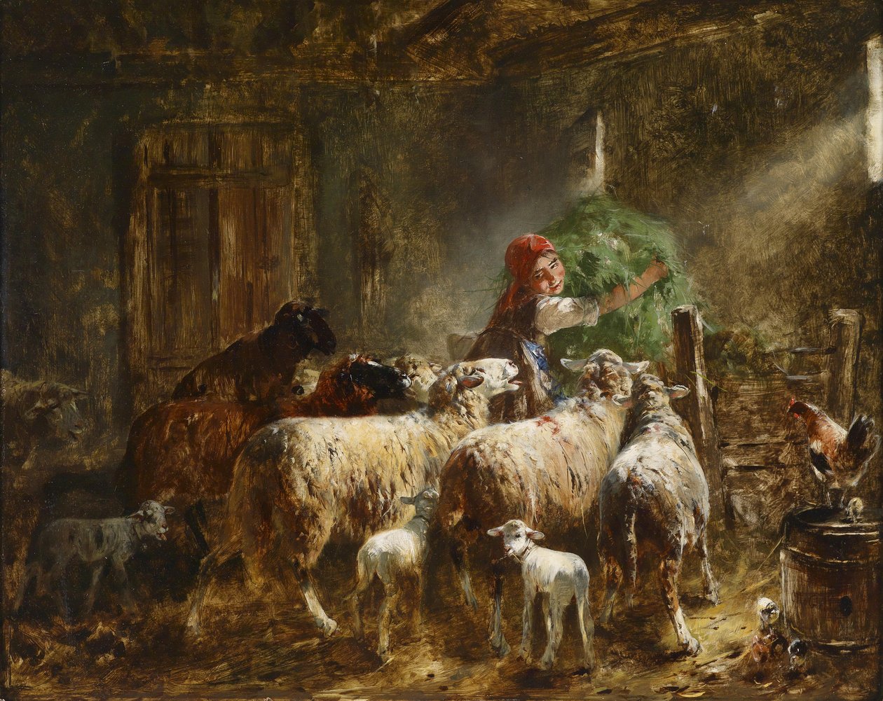 Karmienie owiec autorstwa Friedrich Otto Gebler