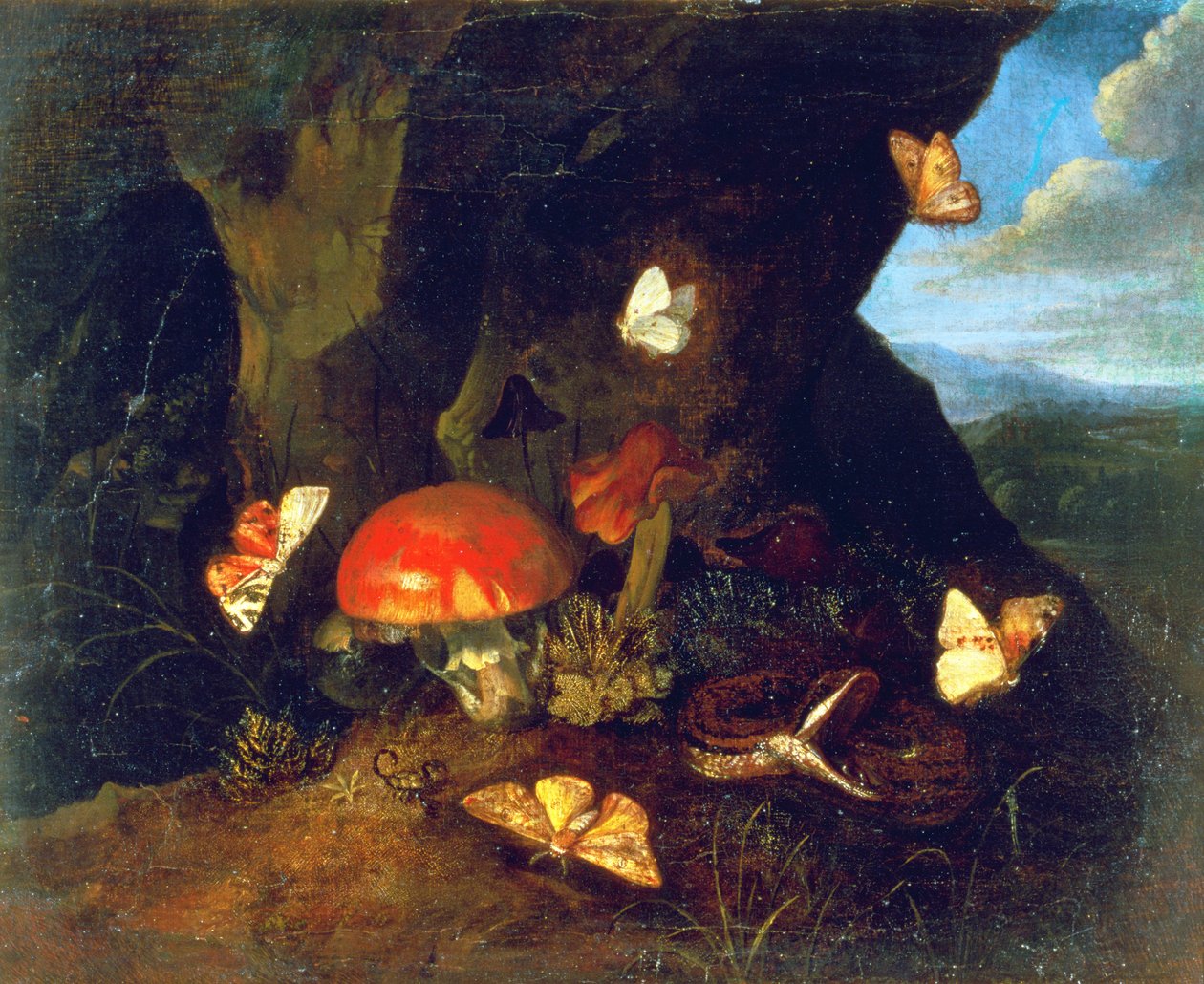 Zarośla i dzika przyroda autorstwa Otto Marseus  van Schrieck