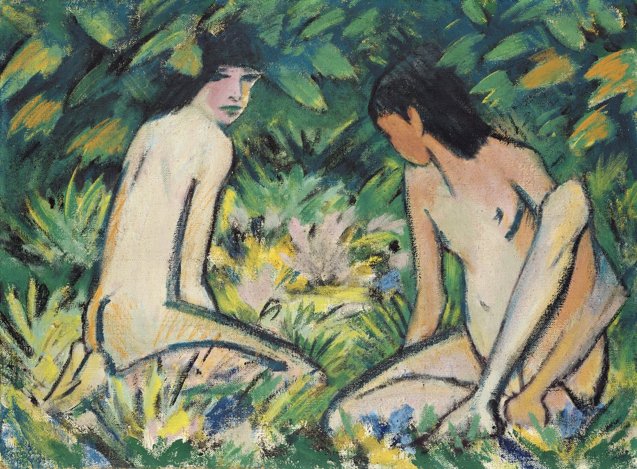 Dziewczyny w plenerze (pastel na płótnie) autorstwa Otto Mueller